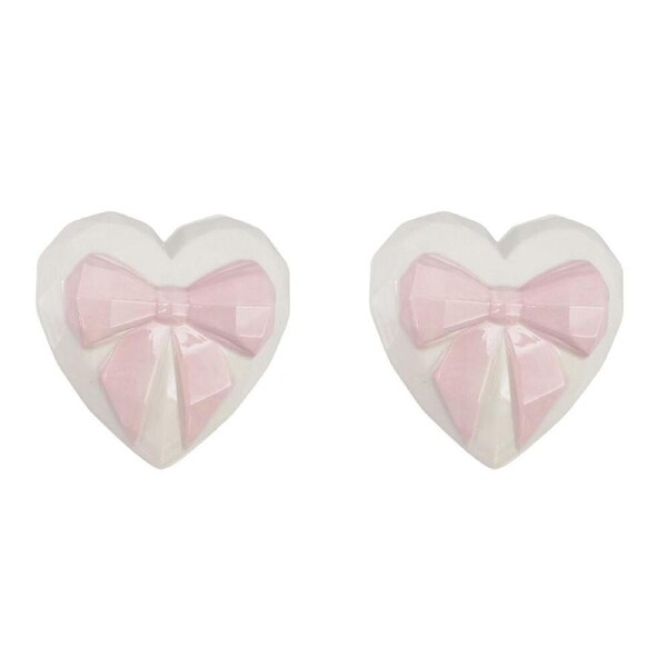 2PK Urban Ceramic Heart w/ Bow Trinket Storage Box 9cm Pink/White