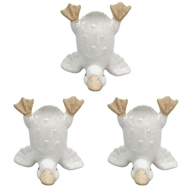 3PK Urban Ceramic Quirky Ducks Decorative Ornament 10cm White Assorted