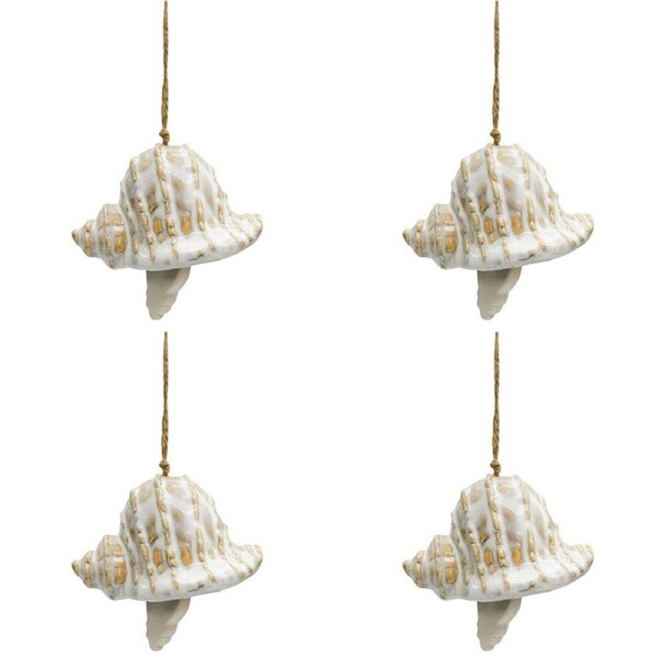 4PK Urban Ceramic Reef Shell Decorative Bell Ornament 11x6cm Bisque