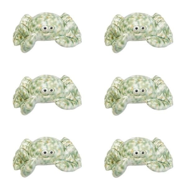 6PK Urban Ceramic Reef Crab Home Decorative Ornament 4x10cm Green
