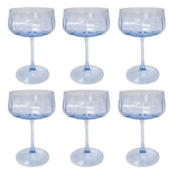 6PK Urban Tillie Coupe Champagne Cocktail Drinking Glass 365ml 16cm Blue