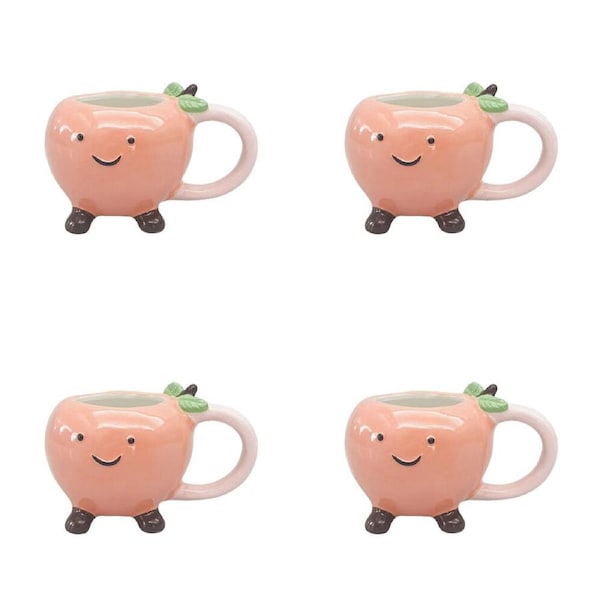 4PK Urban Ceramic Pinky Peach Friends 3D Coffee Drinking Mug 9cm Pink