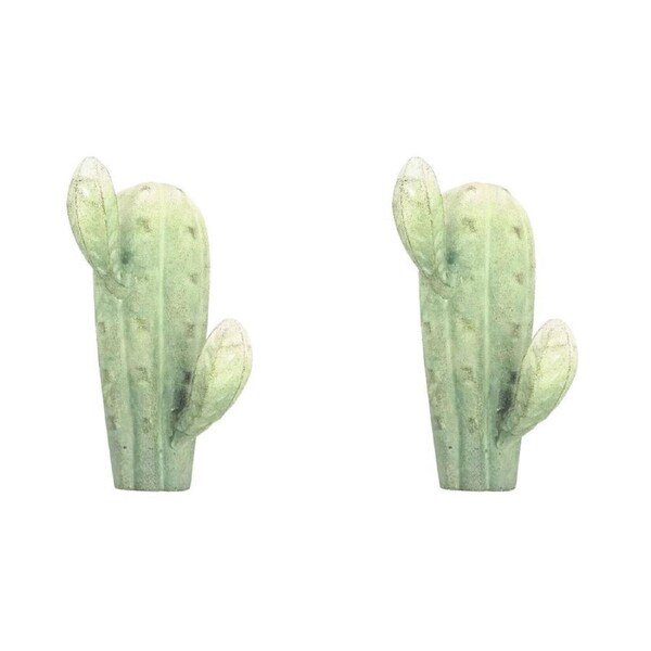 2PK Urban Metal Cactus Decorative Hanging Wall Hook 14x8cm Green