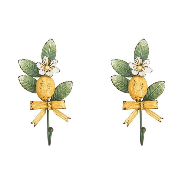 2PK Urban Metal Lemon Decorative Hanging Wall Hook 20x11cm Yellow