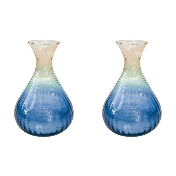 2PK Urban Ellie Ombre 2L Glass Decanter Pitcher Jug 24x10cm Amber Blue