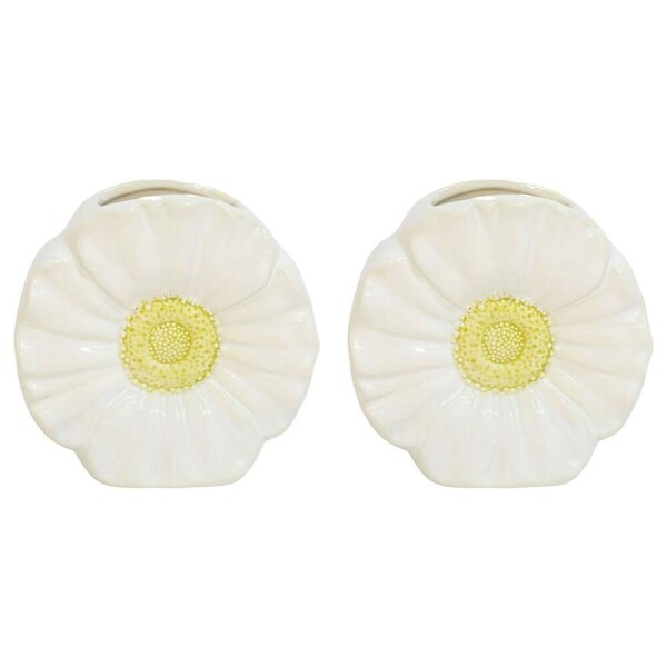 2PK Urban Ceramic Flower Home Decorative Vase 13x7cm White/Yellow