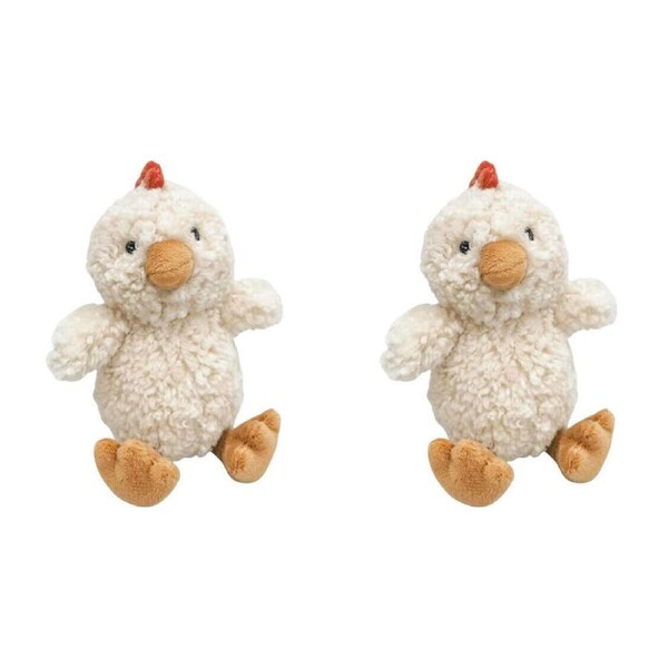 2PK Urban Chick Stuffed Animal Plush Baby Soft Toy 15cm Beige/Red