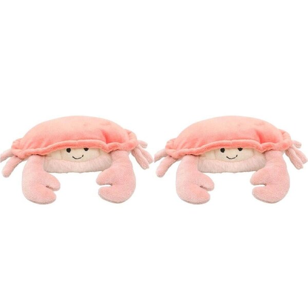 2PK Urban Crab Rattle Stuffed Animal Plush Baby Soft Toy 19cm Coral