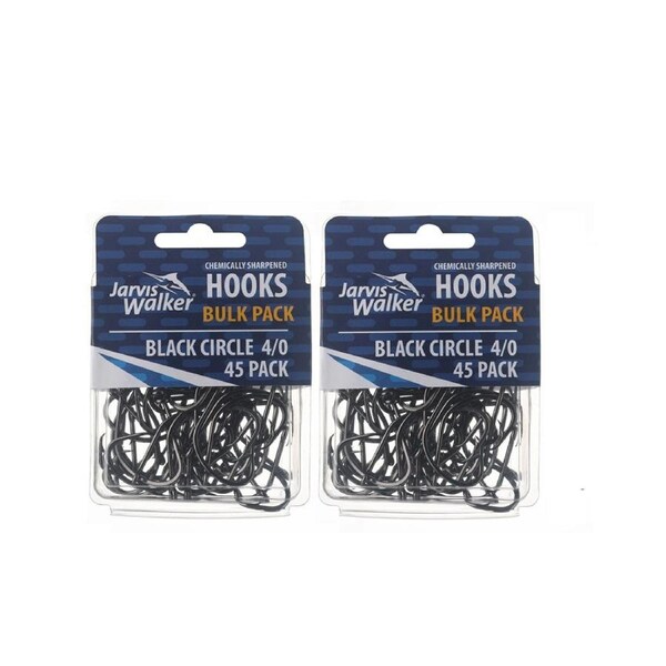 2x 45PK of Sz 4/0 Jarvis Walker Chemical Sharpened Black Circle Fishing Hooks