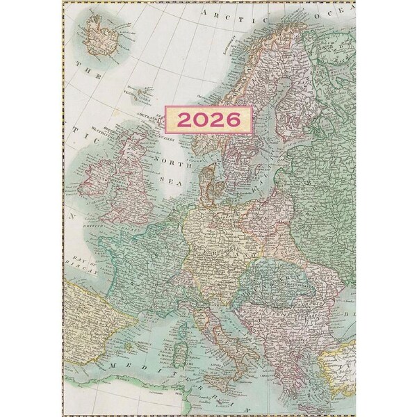 2026 Planner Antique Maps A6 Week to View Flexi, The Gifted Stationery GSC26530