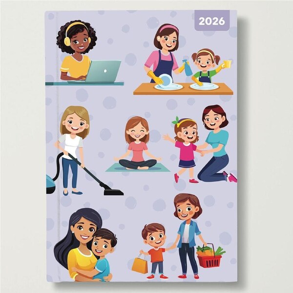 2026 Planner Mum's Busy Diary A5 Week to View Padded, Red Robin RR265103