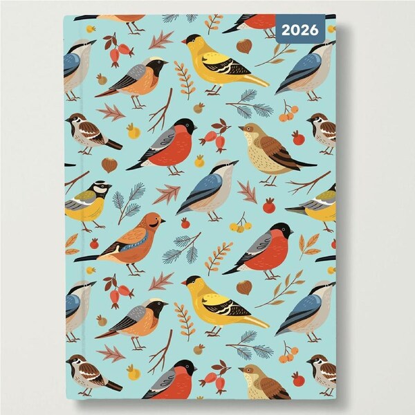 2026 Planner Birdsong A5 Week to View Padded, Red Robin RR265102