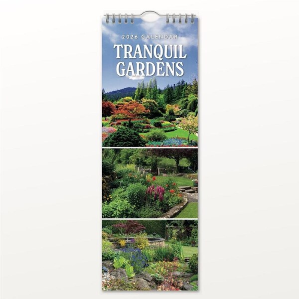 2026 Calendar Tranquil Gardens Slim Wall, Red Robin RR263056