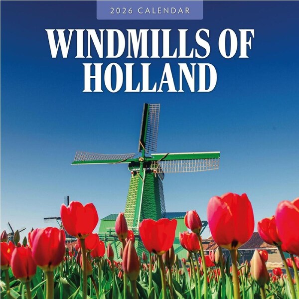 2026 Calendar Windmills of Holland 16-Month Square Wall, Red Robin RR261334