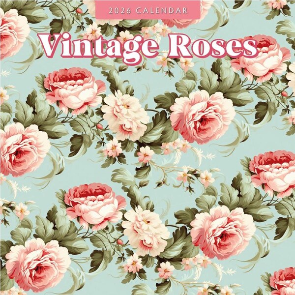 2026 Calendar Vintage Roses 16-Month Square Wall, Red Robin RR261224