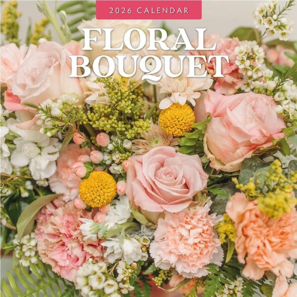 2026 Calendar Floral Bouquet 16-Month Square Wall, Red Robin RR261230