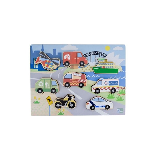 Koala Dream Wooden Chunky Aussie Transport Vehicle Kids Toy Puzzle 12m+