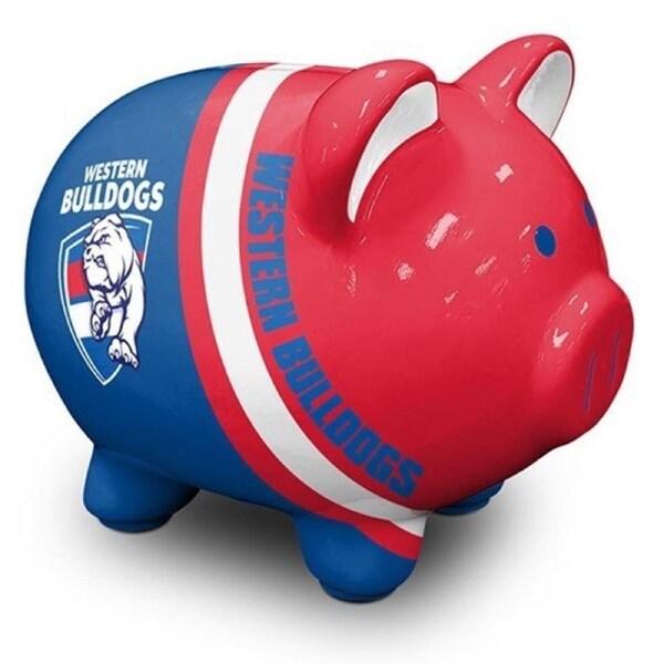 AFL Ceramic Piggy Bank - Western Bulldogs - Money Box Coin Slot - 14x12x11cm