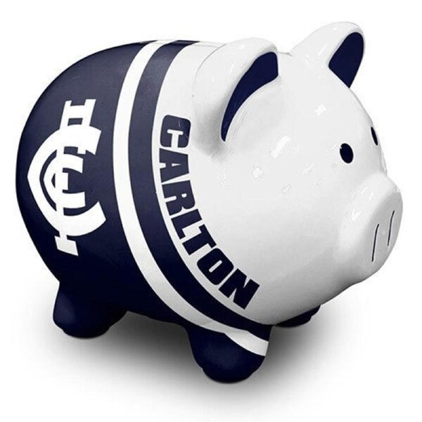 AFL Ceramic Piggy Bank - Carlton Blues - Money Box Coin Slot - 14x12x11cm