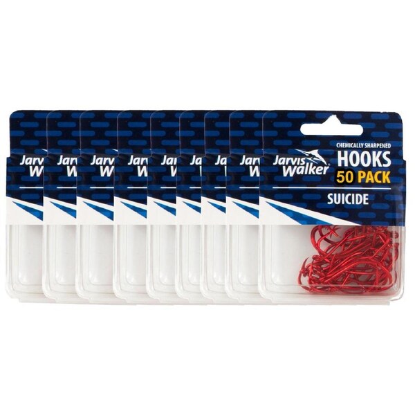 10x 50PK of Sz 6/0 Jarvis Walker Red Octopus/Suicide Sharpened Fishing Hooks