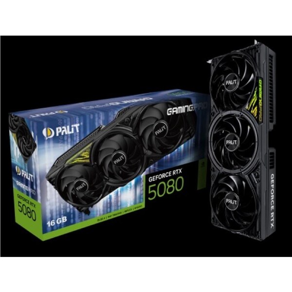 PALIT RTX5080 GAMINGPRO 16GB GDDR7 256bit 3-DP HDMI V1 PCI-E 5.0 NE75080019T2-GB2031Y 4K 3 slot Recommended System Power 850 W