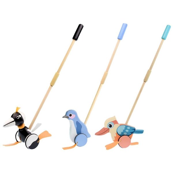 Koala Dream Wood Push Along Kookaburra, Penguin, Magpie Baby/Toddler Walker 12m+