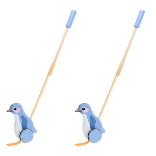 2PK Koala Dream Wooden Push Along Little Penguin Baby/Toddler Walker Toy 12m+