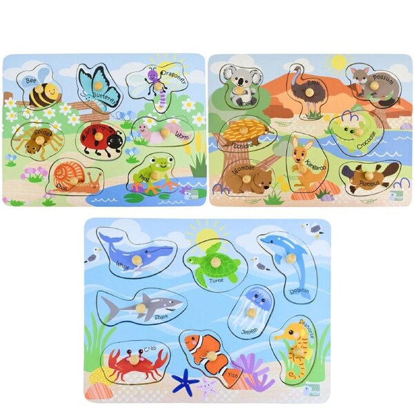 Koala Dream Wooden 2 In 1 Insects, Aussie, Sea Animals Kids Toy Puzzle 18m+