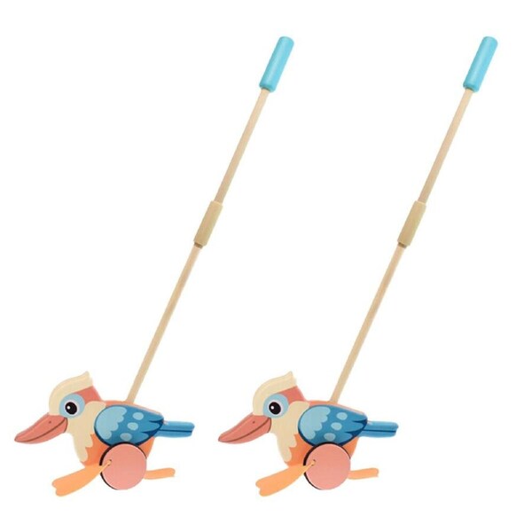 2PK Koala Dream Wooden Push Along Kookaburra Baby/Toddler Walker Toy 12m+