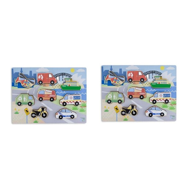 2PK Koala Dream Wooden Chunky Aussie Transport Vehicle Kids Toy Puzzle 12m+