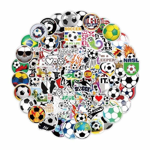 Nevenka 100Pcs Soccer Stickers Waterproof Decorations Decals for Luggage Laptop