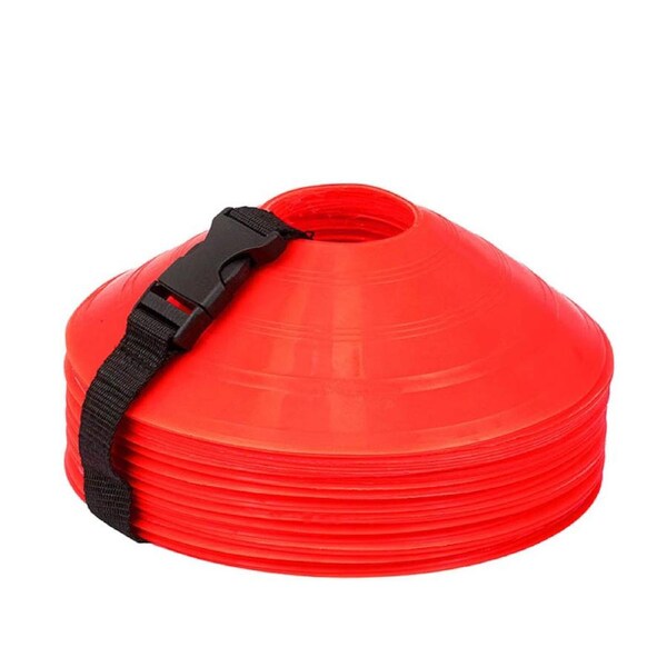 Nevenka 24Pcs Soccer Cones Flexible Auxiliary Training Equipment with Strap-Red