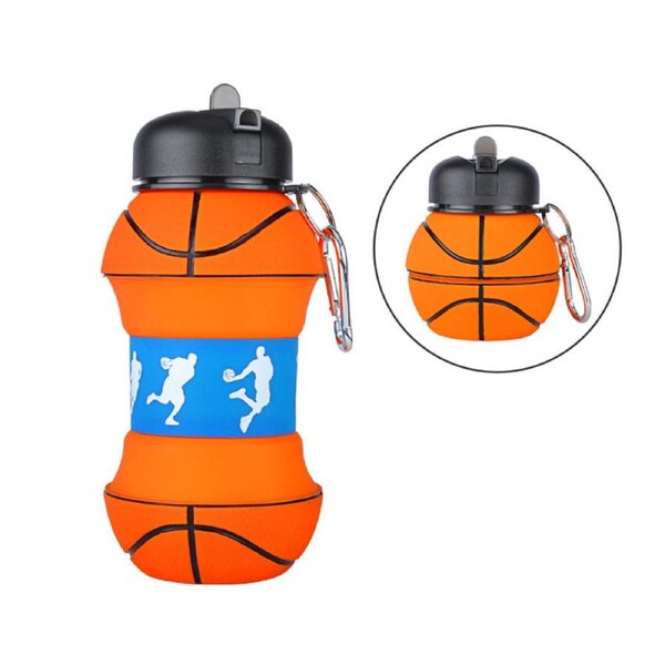 Nevenka 550ml Basketball Water Bottles Silicone Foldable Sports Jugs for Childrens