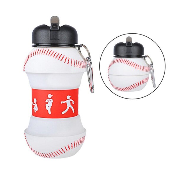 Nevenka 550ml Baseball Water Bottles Silicone Foldable Sports Jugs for Childrens
