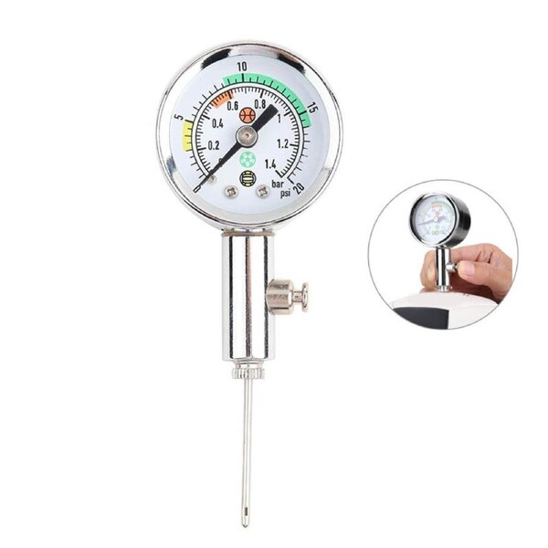 Nevenka Portable Metal Pressure Gauge Lightweight for Basketball Soccer Volleyball