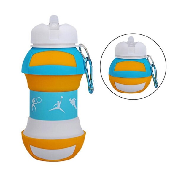 Nevenka 550ml Volleyball Water Bottles Silicone Foldable Sports Jugs for Childrens