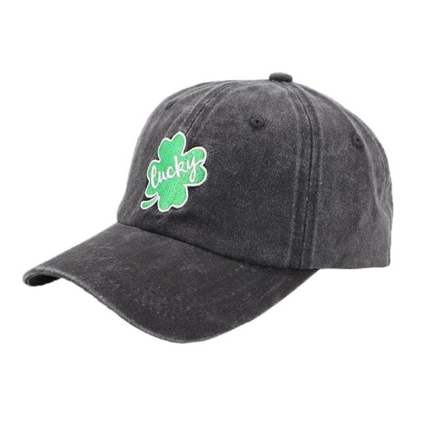 Nevenka Embroidered Baseball Cap Adjustable Washed Cotton for Women Men-Four Clover