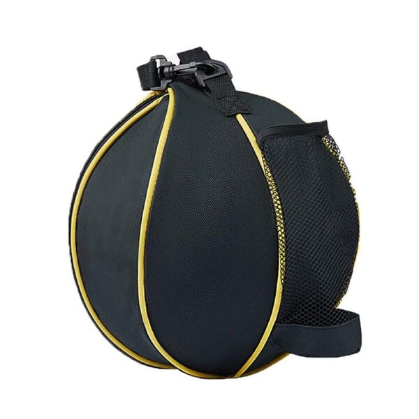 Nevenka Basketball Storage Shoulder Bag Waterproof with 2 Side Mesh Pockets-Black