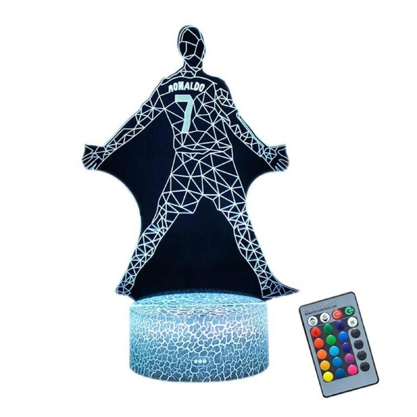 Nevenka Soccer Night Light 3D Illusion Lamp 16 Colors Change Smart Touch and Remote Control-D