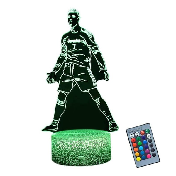 Nevenka Soccer Night Light 3D Illusion Lamp 16 Colors Change Smart Touch and Remote Control-L