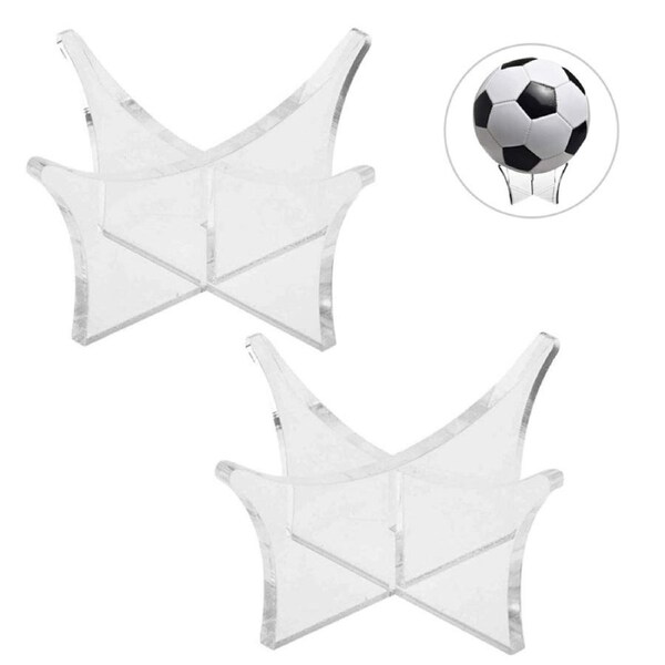 Nevenka 2 Pcs Acrylic Ball Stand Display Rack for Soccer Basketball Football-White