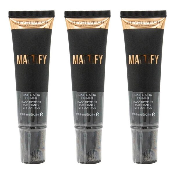3PK Revolution Mattify Matte & Fix Primer 28ml Face Makeup Oil Control Base