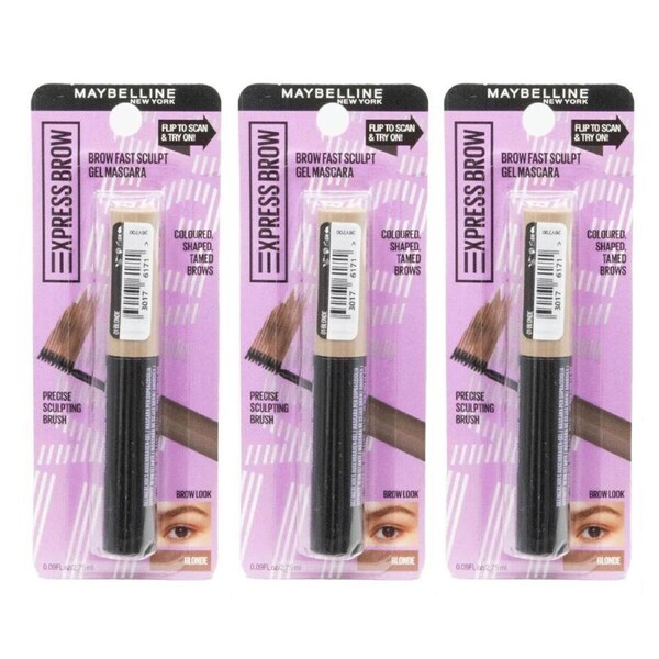 3PK Maybelline Express Brow Fast Sculpt Gel Mascara 2.75ml Blonde Eye Makeup