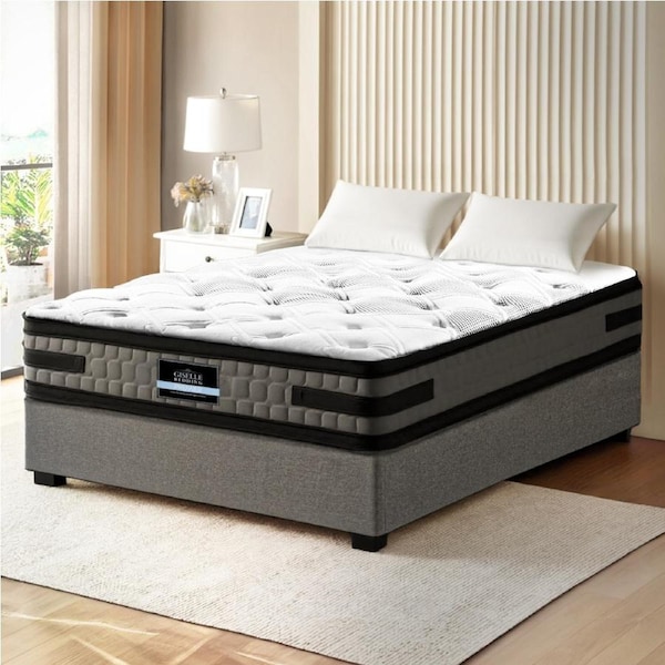 Artiss Bed Frame with 36cm Giselle Mattress Set King Single Gas Lift Base Grey