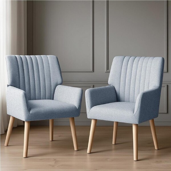 Artiss 2X Armchair Fabric Blue Grey