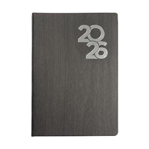 Centurion 2026 Diary Wooden PU A4 Day to Page Grey, Sunbird Y-DCD-PUA41