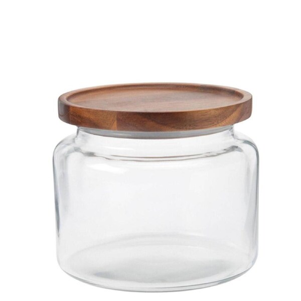 1.9L Glass Jar with Acacia Sealing Lid Food Safe Storage Container Airtight