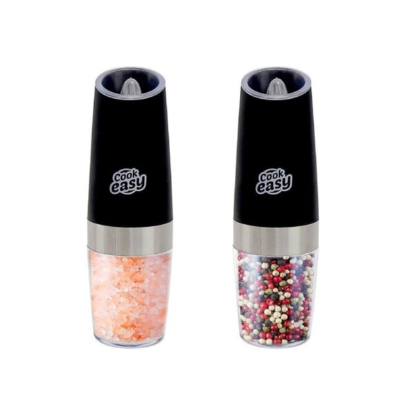 2 pack Electric Salt and Pepper Spice Grinder Gravity Sensor Refillable Kitchen