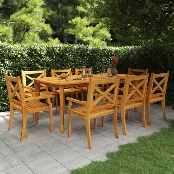 9 Piece Garden Dining Set Solid Wood Acacia vidaXL