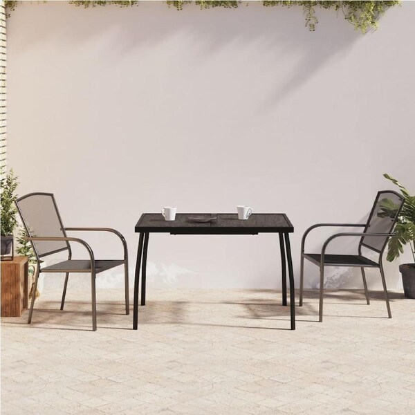 3 Piece Garden Dining Set Anthracite Steel vidaXL